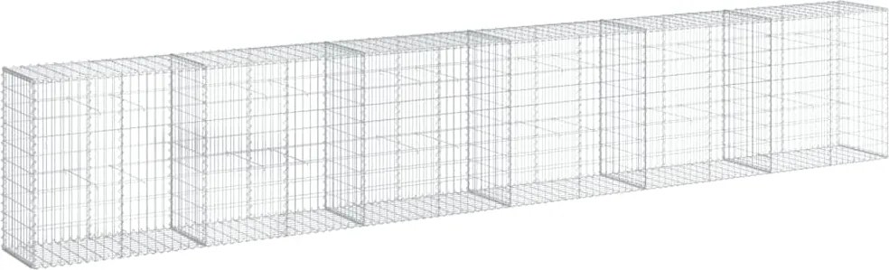 vidaXL Coș gabion cu capac, argintiu, 600x50x100 cm, fier galvanizat