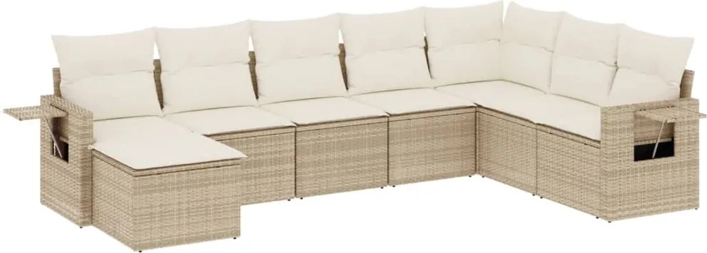 vidaXL Set canapele de grădină, 8 piese, cu perne, bej, poliratan
