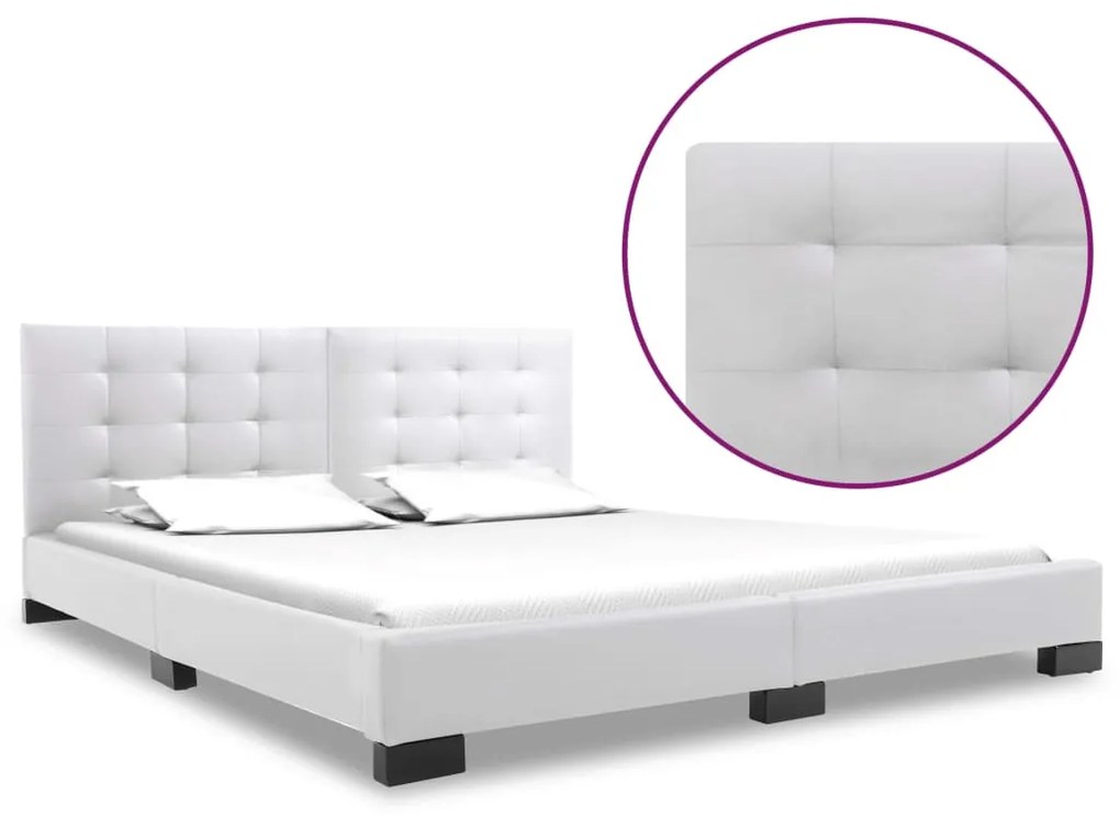 280635 vidaXL Cadru de pat, alb, 160 x 200 cm, piele artificială