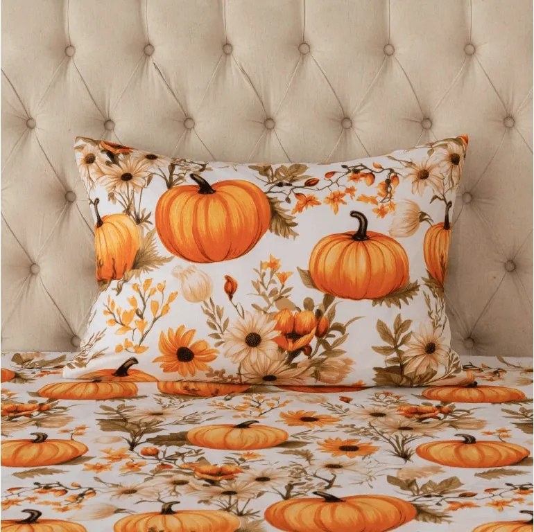 Fata de perna din microfibra FLOWERS AND PUMPKINS 50x70 cm, portocaliu