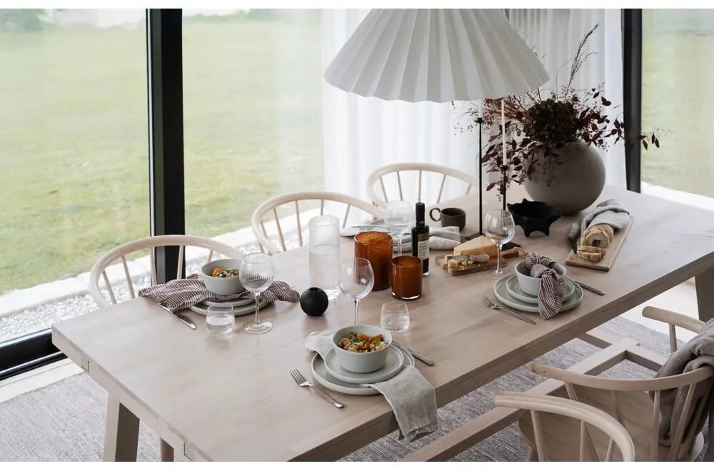 Masă de dining din lemn de stejar lăcuit Rowico Brooklyn, 220 x 95 cm, mat