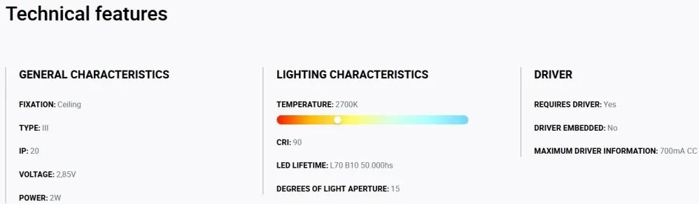 Mini Spot LED incastrabil TROOP recessed black-gold 2W 15° 2700K CRI90