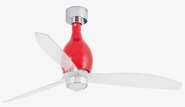 Lustra cu Ventilator si telecomanda MINI ETERFAN M rosu/transparent