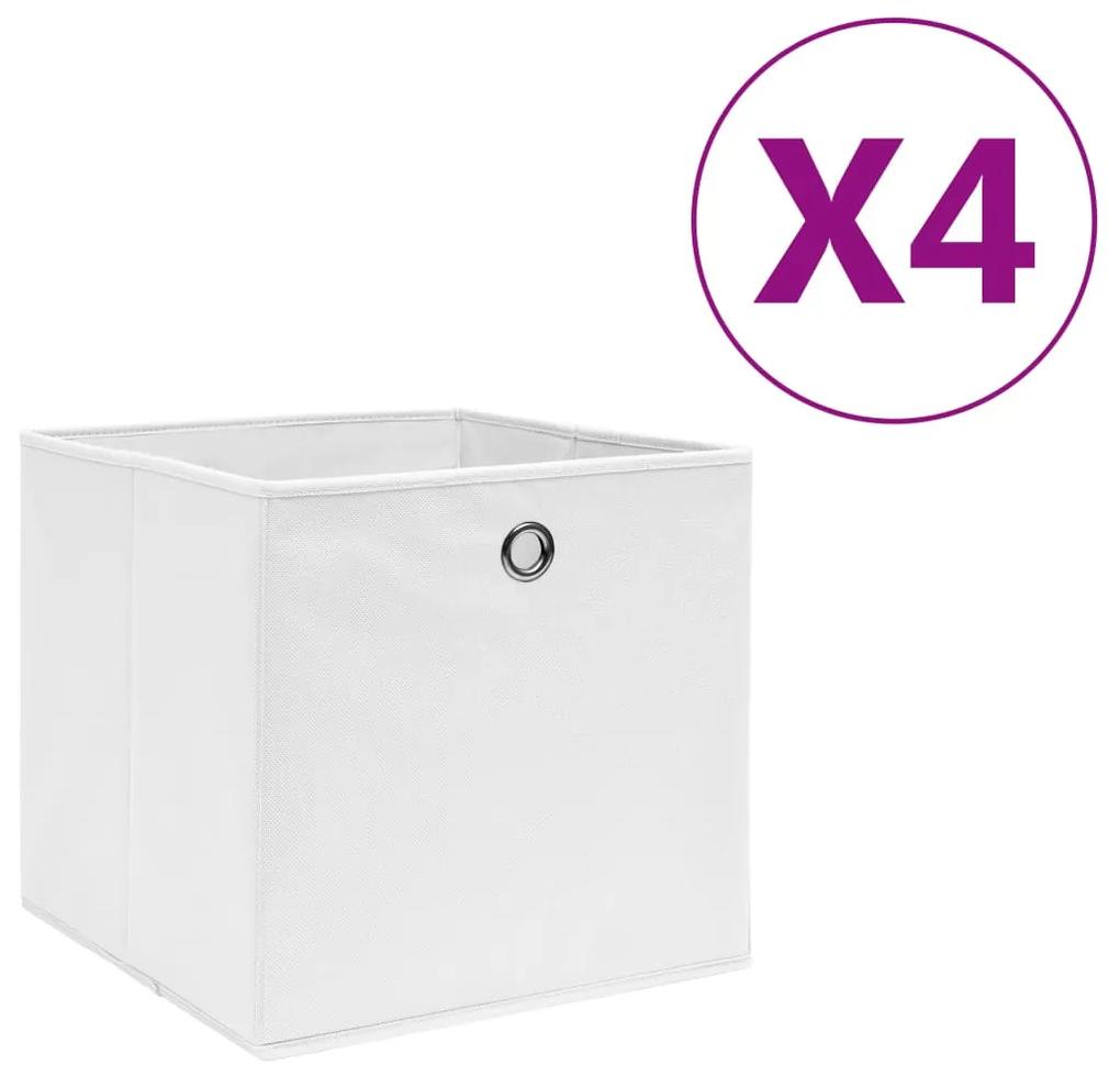 Cutii depozitare, 4 buc., alb, 28x28x28 cm, textil netesut 4, Alb, 1, 1