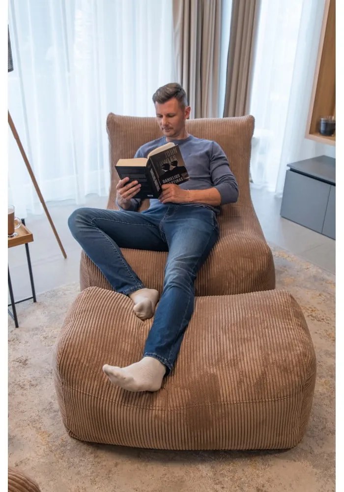 Fotoliu bean bag verde mentă cu tapițerie din catifea reiată Plus 100 Lounge – SLOWDOWN