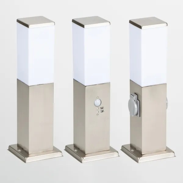 Brilagi - Lampă de exterior cu 2 prize Schuko NOVA, 1xE27/15W/230V, 40 cm, IP44, crom