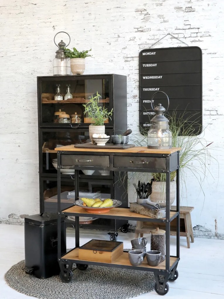 Vitrina din lemn masiv, cu 3 rafturi, aspect rustic