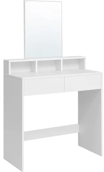 Masa De Toaleta Cu Oglinda, 2 Sertare Si 3 Compartimente, Alb, 80 Cm