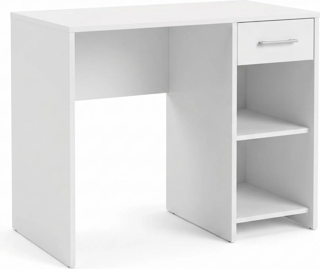 Birou Modern Adore Concept cu Sertar și 2 Rafturi, Alb - Maro - Stejar - Antracit, 90x52x75 cm