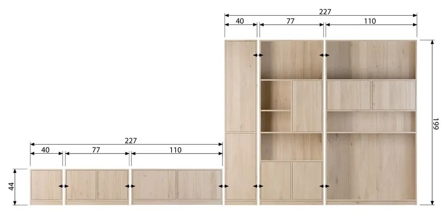 Comodă TV modulară cu aspect de lemn de stejar 110x44 cm Modulair – vtwonen