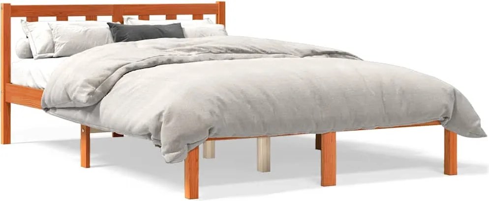 vidaXL Cadru de pat fără saltea, maro ceruit 140x200 cm lemn masiv pin