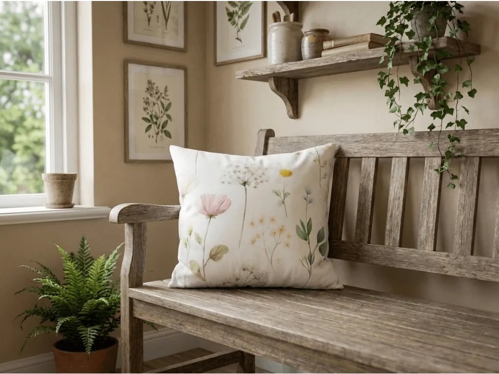 Fata de perna din bumbac PETALUNE POLY 45x45 cm, crem