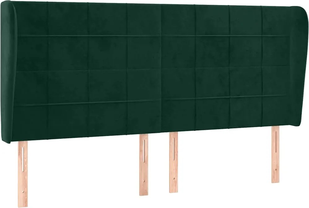 vidaXL Tăblie pat cu aripioare verde închis 203x23x118/128cm catifea