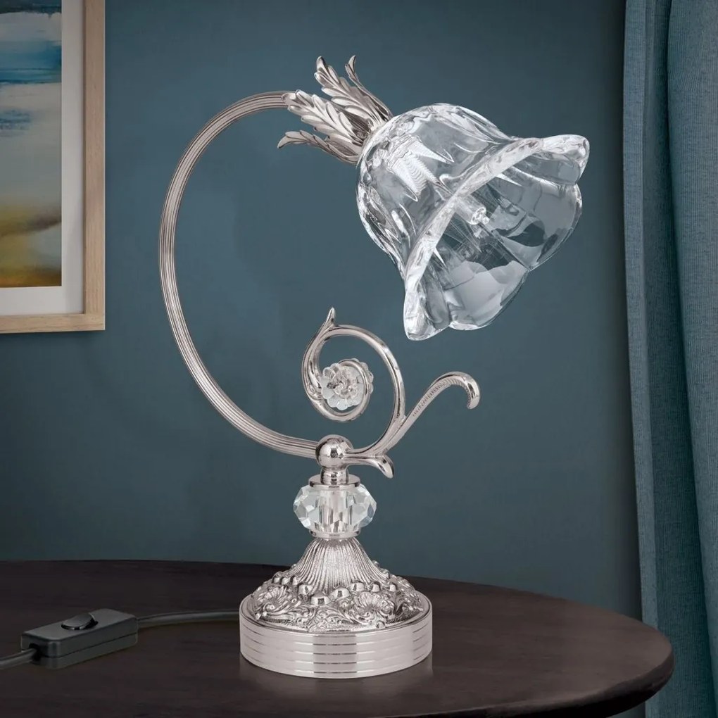 Veioza, Lampa de masa design clasic LA BOHEME, argintiu antic