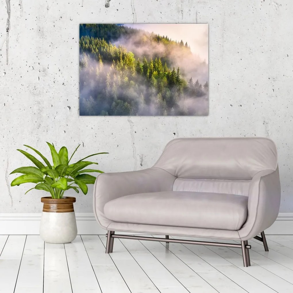 Tablou pe sticlă peisajului montan (70x50 cm)