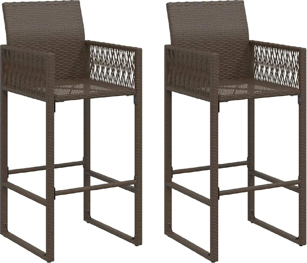 vidaXL Scaune de bar pentru grădină, 2 buc., maro, poliratan