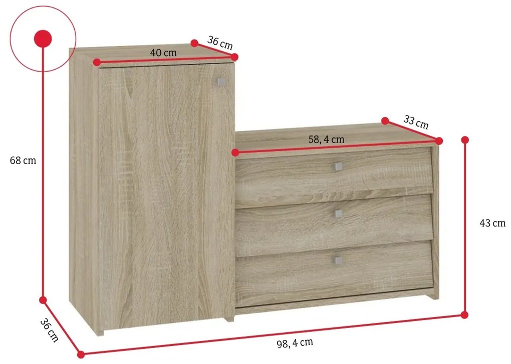 Supermobel Pantofar RUBIN S16, 98,4x68/43x33, wenge