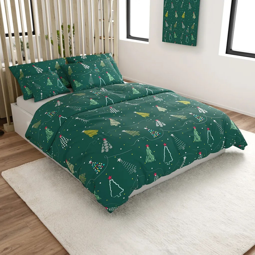 Lenjerie de pat din microfibra CHRISTMAS DRIFT verde Dimensiune lenjerie de pat: 2 buc 70 x 90 cm | 200 x 220 cm