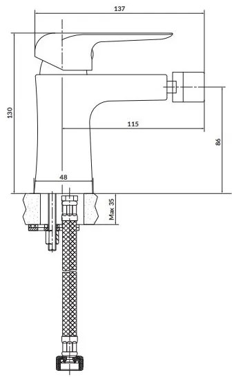 Baterie de bideu Cersanit S951-350 CITY crom lucios