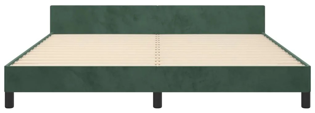 Cadru de pat cu tablie, verde inchis, 180x200 cm, catifea Verde inchis, 180 x 200 cm, Culoare unica si cuie de tapiterie