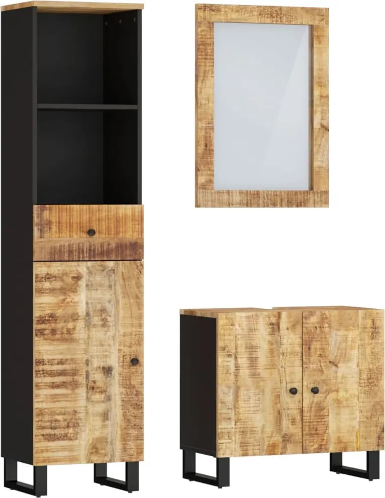 vidaXL Set mobilier de baie, 3 piese, lemn masiv de mango