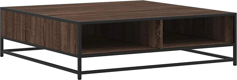 vidaXL Măsuță cafea, stejar maro, 100x100x30 cm, lemn prelucrat/metal