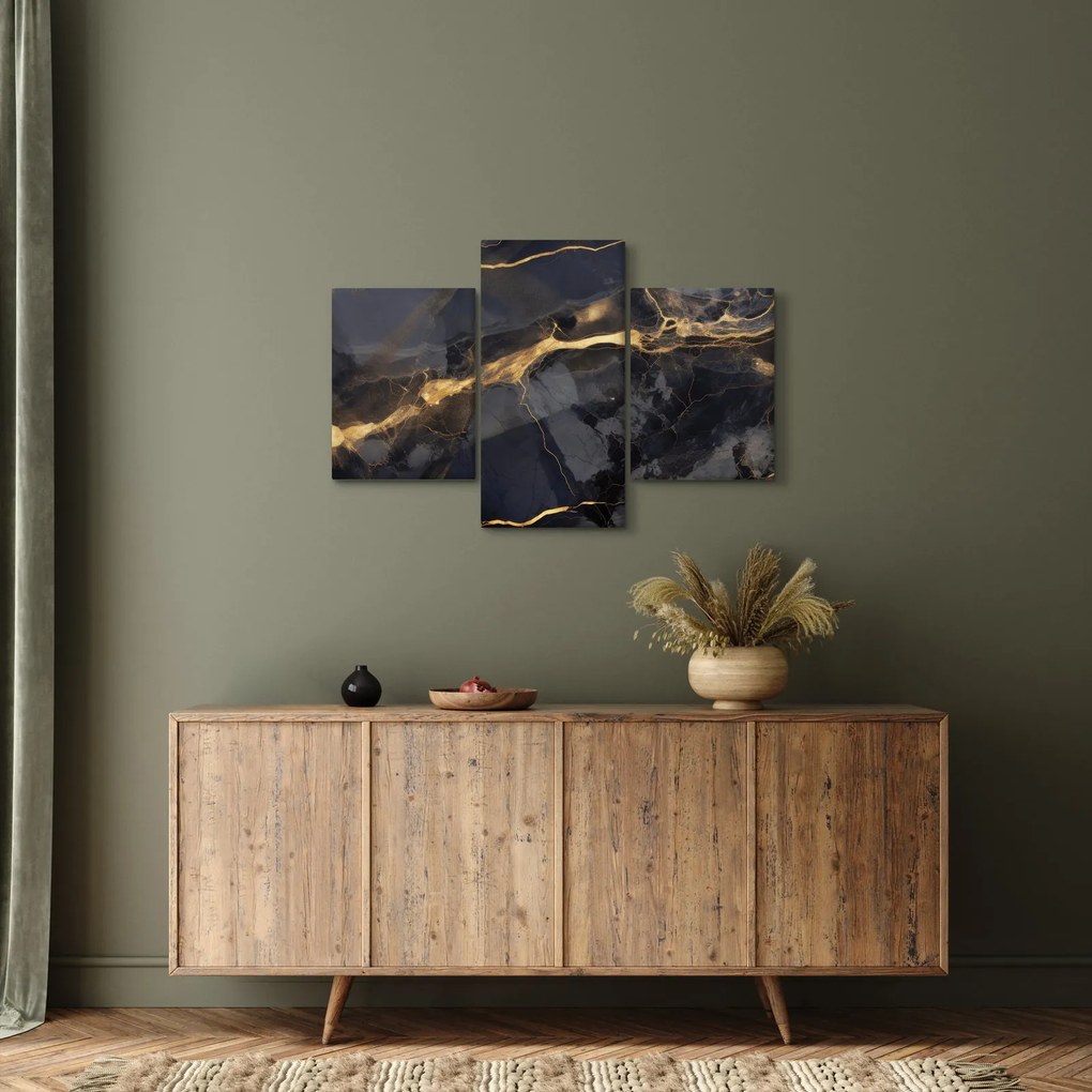 Tablou - Negru - decor auriu (90x60 cm)