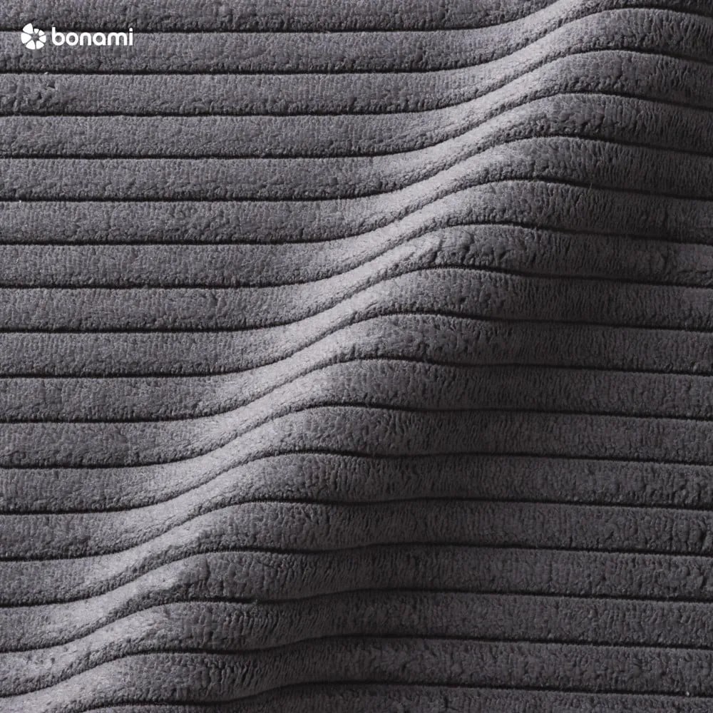 Pat matrimonial gri închis tapițat cu spațiu de depozitare cu somieră 180x200 cm Mattis Cord – Meise Möbel