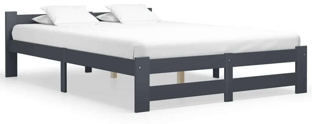 322022 vidaXL Cadru de pat, gri închis, 140x200 cm, lemn masiv pin