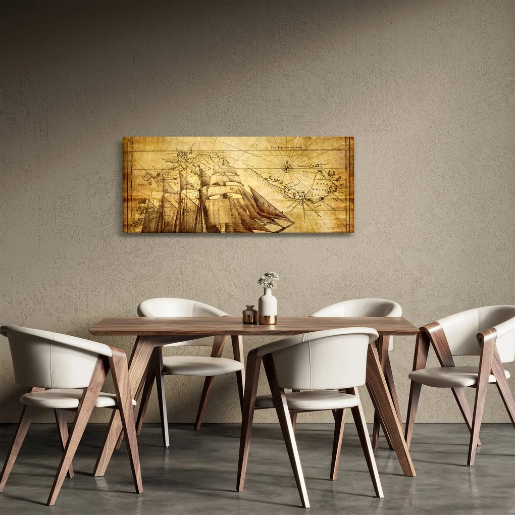 Tablou - Harta veche (120x50 cm)