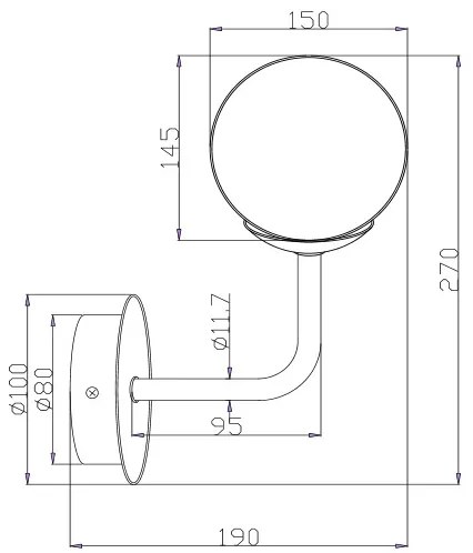 Aplica design deosebit Erich nickel, 1L MYMOD221-WL-01-N