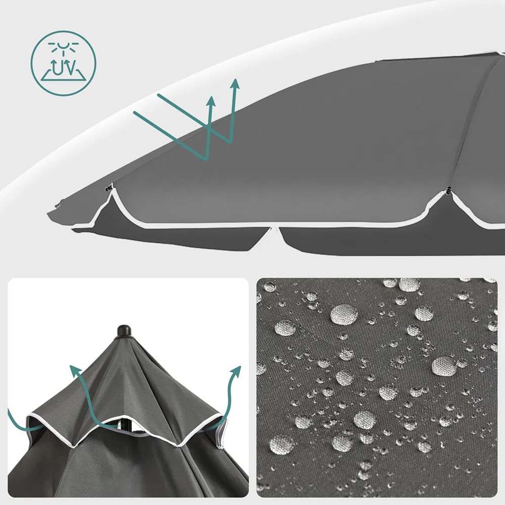 Umbrelă SOLARA, Ø160 cm, gri SongmicsHome