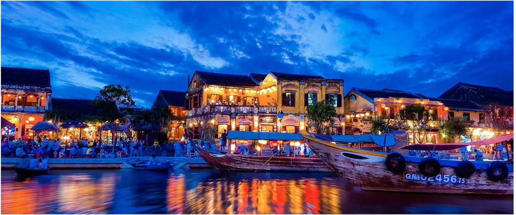Tablou - Orașul de noapte Hoi An, Vietnam (120x50 cm)