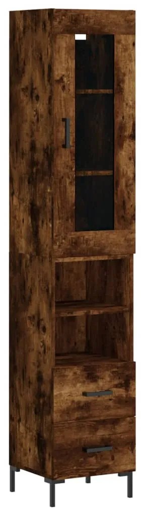 3199302 vidaXL Dulap înalt, stejar fumuriu, 34,5x34x180 cm, lemn prelucrat