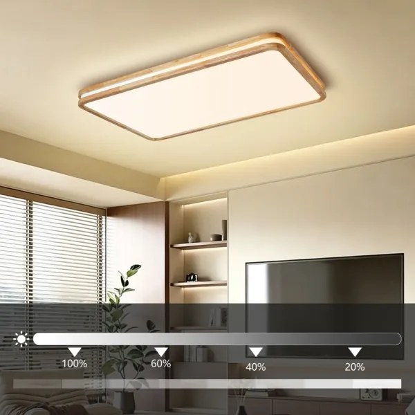 Brilagi - Corp de iluminat LED reglabil MOLINA SQUARE LED/128W/230V, stejar, 90x60 cm + telecomandă