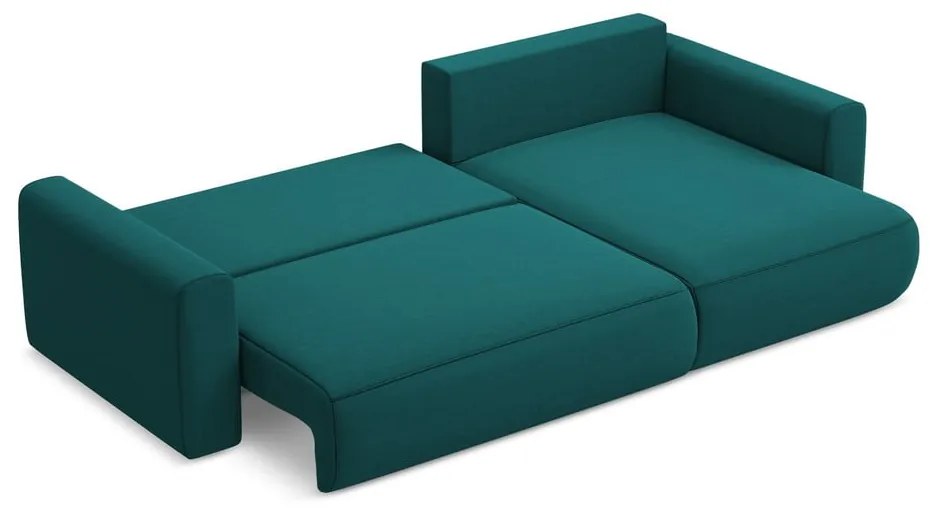 Colțar turcoaz extensibil/cu spațiu de depozitare cu tapițerie din catifea (cu colț pe partea dreaptă/cu șezlong) Kapua – Makamii