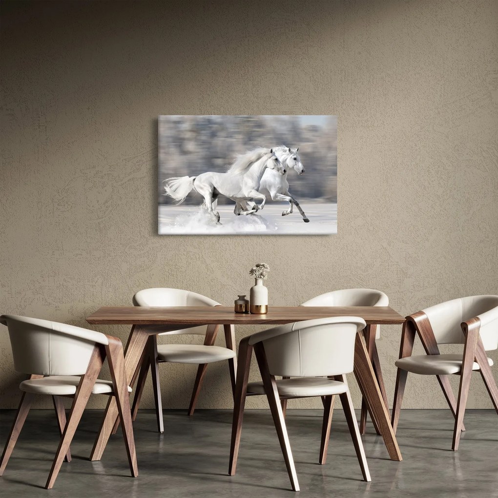 Tablou - Cai albi în timpul iernii (90x60 cm)