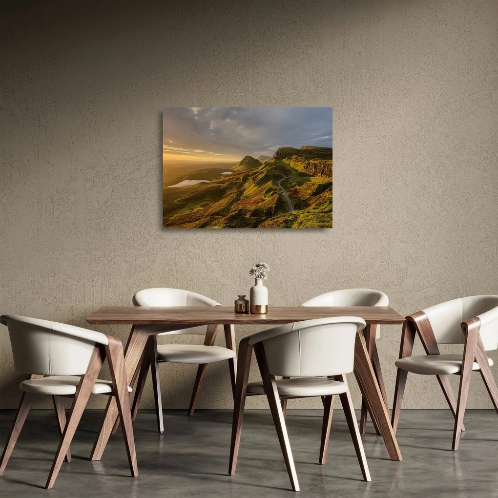Tablou pe sticlă cu munți (70x50 cm)