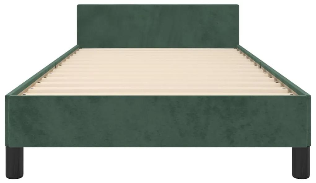 Cadru de pat cu tablie, verde inchis, 90x200 cm, catifea Verde inchis, 90 x 200 cm, Benzi verticale