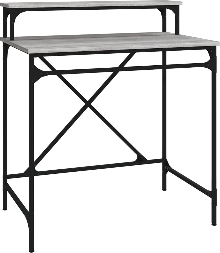 vidaXL Birou, gri sonoma, 80x50x90 cm, lemn prelucrat și fier