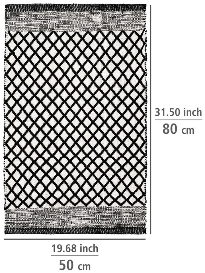 Covoraș de baie alb-negru din plastic reciclat 50x80 cm Tara – Wenko