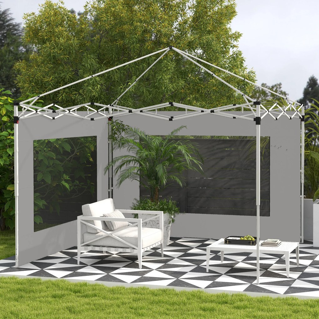 Outsunny Set de 2 laterale de cort, barnum 295x195 cm, Panouri de schimb din material pentru pergolă de 6x3 sau 3x3 m, gri | Aosom Romania