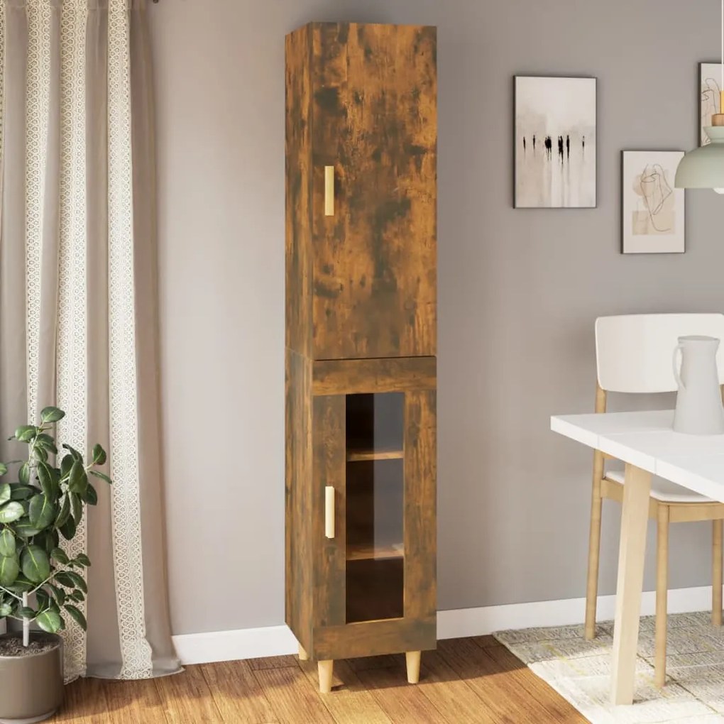 3115313 vidaXL Dulap înalt, stejar fumuriu, 34,5x34x180 cm, lemn prelucrat