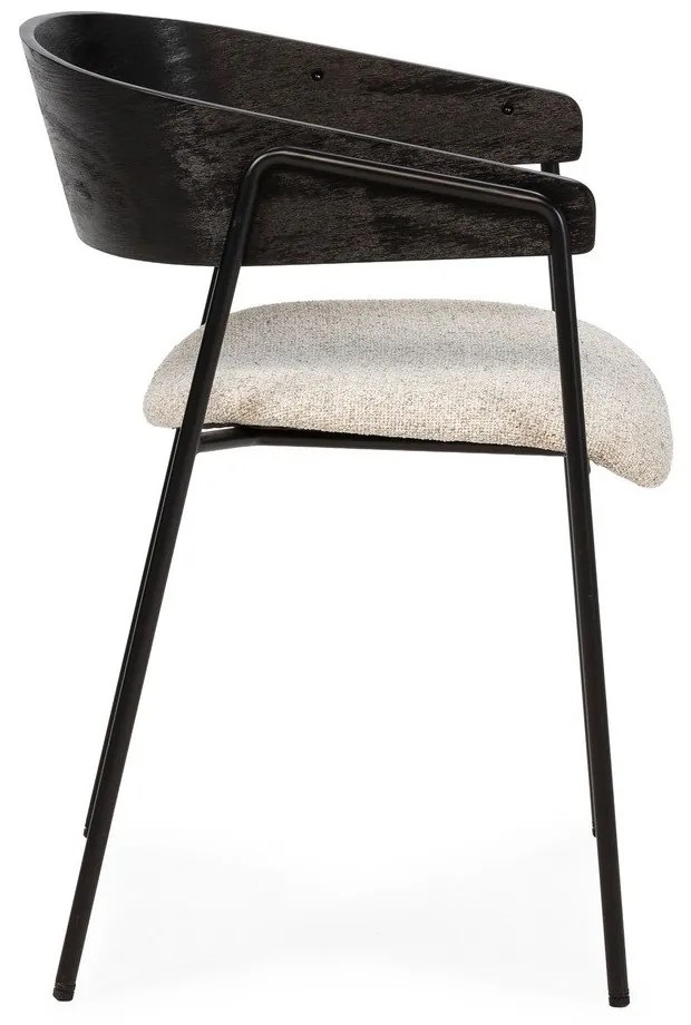Set de scaune de sufragerie negru/bej cu cotiere 2 buc. tapițat Cora – MOME