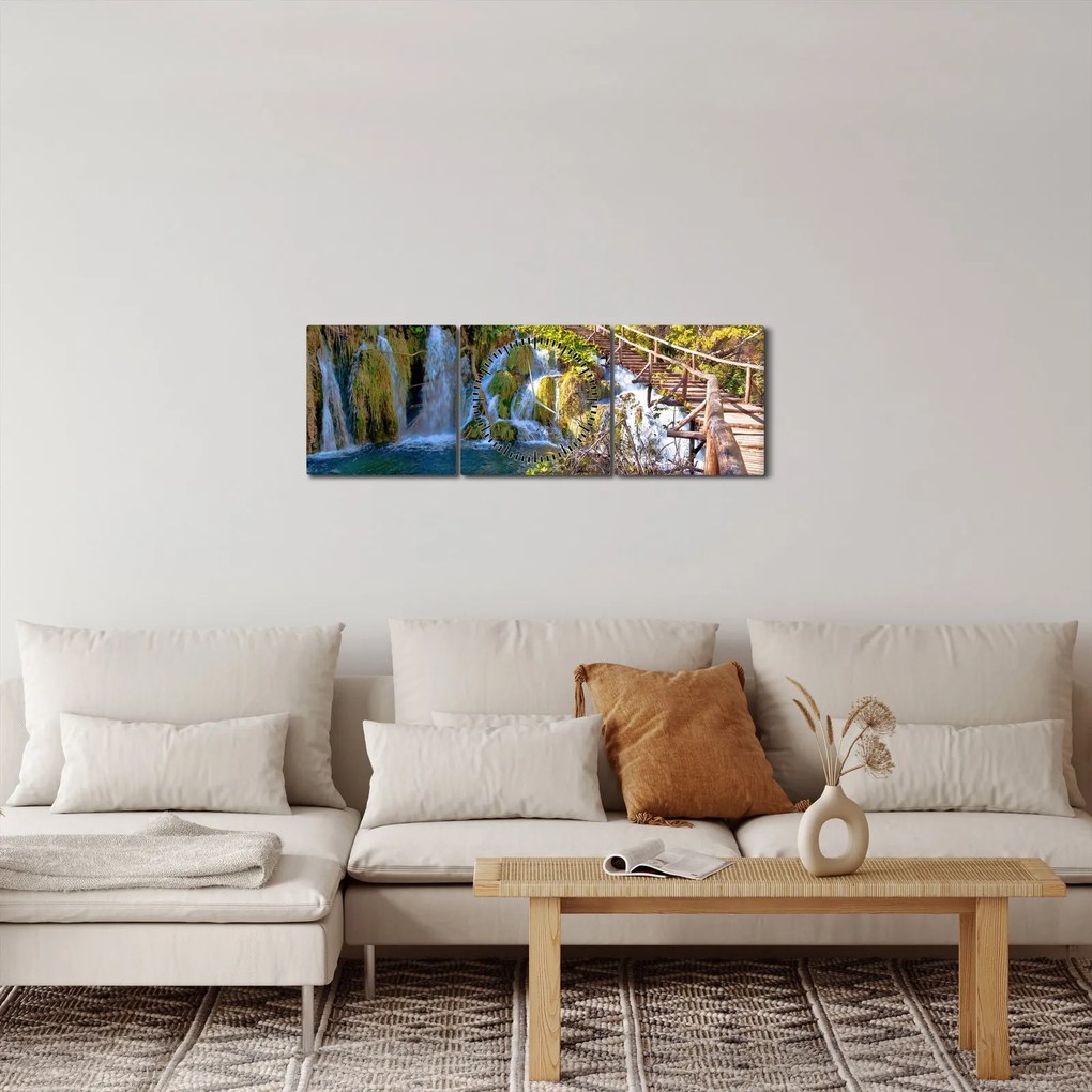 Tablou - Intrare in cascade (cu ceas) (90x30 cm)