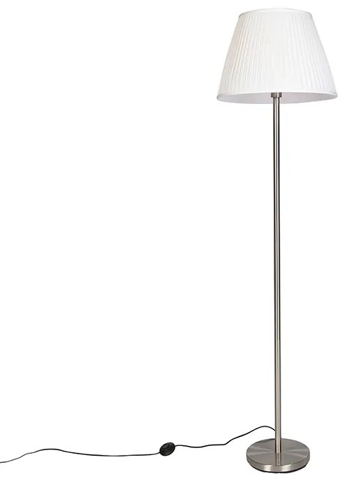 Lampa de podea moderna din otel cu abajur plisat alb 45 cm - Simplo