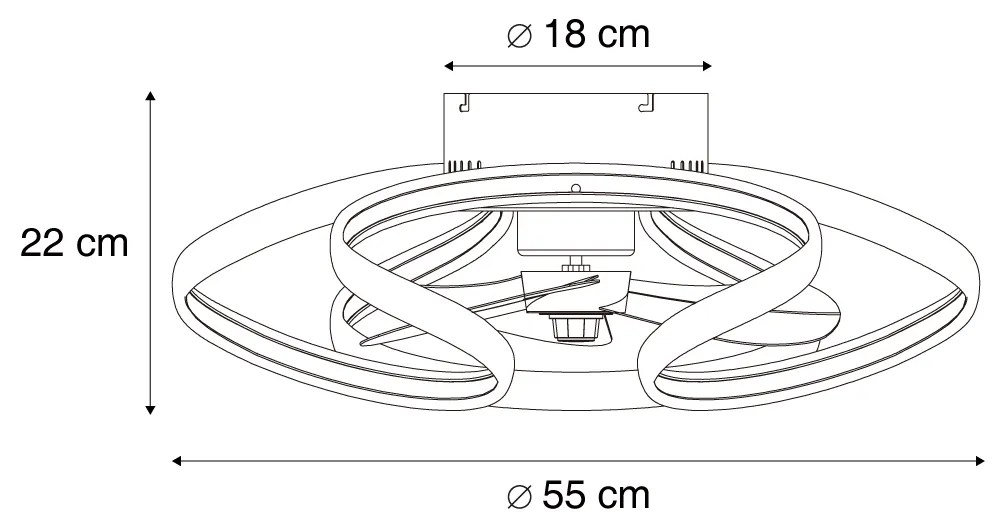 Ventilator de tavan alamă 55cm incl. LED Dimmabil cu telecomandă - Mandy