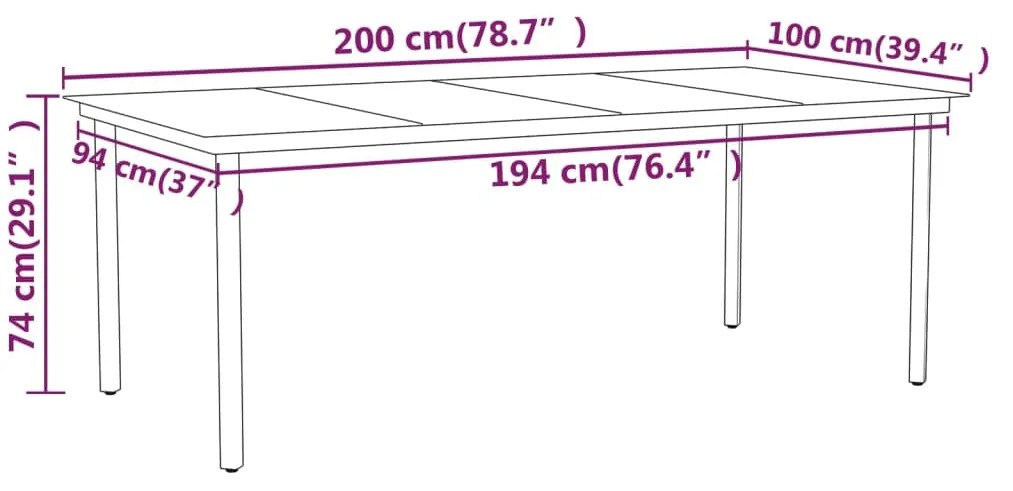 Set mobilier de gradina, 7 piese, negru Lungime masa 200 cm, 7