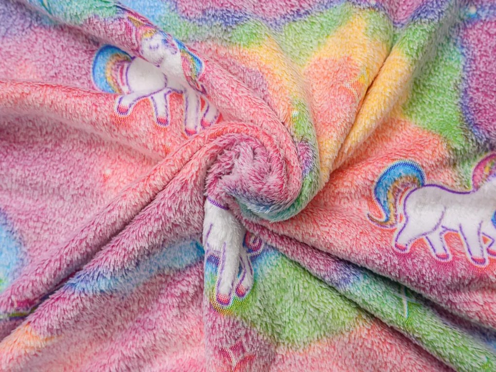 Patura fosforescenta microflanel UNICORN 150x200 cm roz