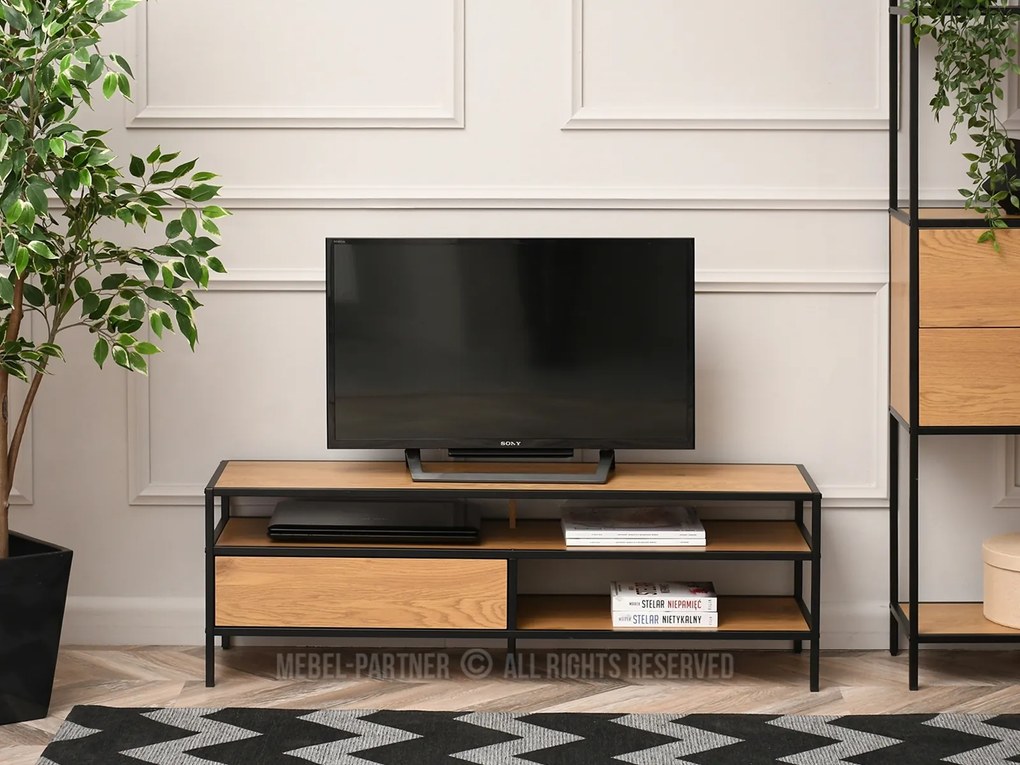 Masă TV Soren Rtv (stejar + negru). Promo -14%. 1111729